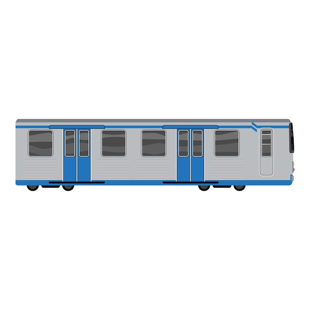 Ícone de trem de metrô azul cinza desenho animado de ícone vetor de trem de metrô azul cinza para web design isolado em fundo branco