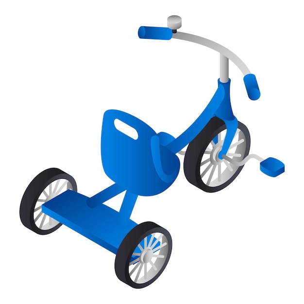 Vetor Ícone de triciclo de menino azul isométrico do ícone de vetor de triciclo de menino azul para web design isolado no fundo branco