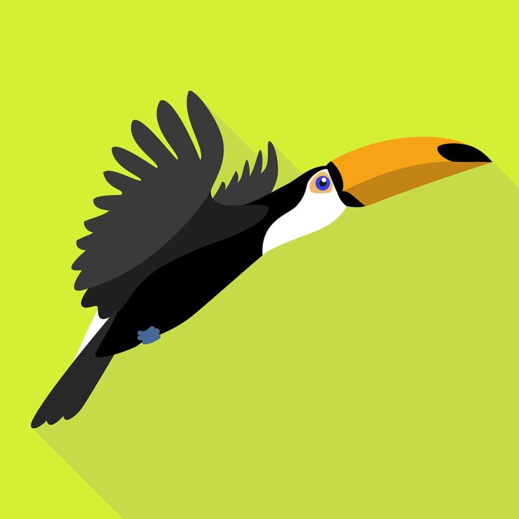 Vetor ícone de tucano voador ilustração plana de ícone vetorial de tucano voador para design web