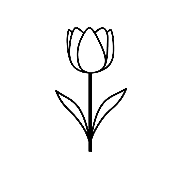 Vetor ícone de tulipa minimalista para desenho de páginas para colorir