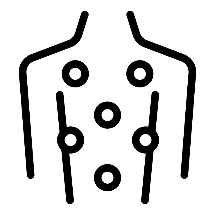 Vetor ícone de um torso humano com nódulos linfáticos destacados representando o sistema linfático
