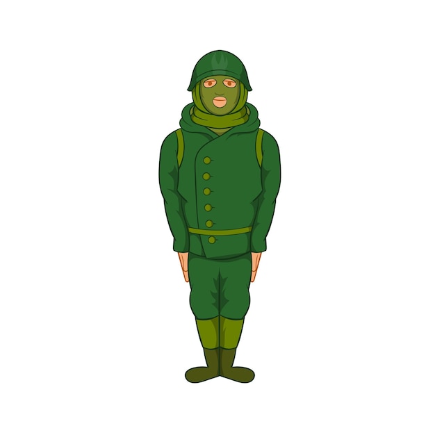 Vetor Ícone de uniforme de camuflagem militar verde em estilo de desenho animado em fundo branco