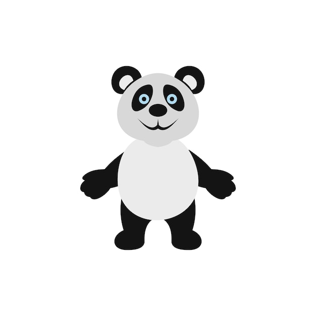 Ícone de urso panda em estilo simples, isolado no fundo branco