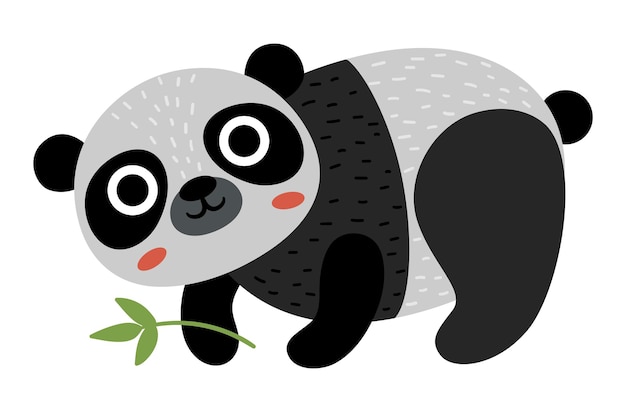 Ícone de urso panda vetorial ilustração de espécies ameaçadas de extinção animal extinto bonito isolado no fundo branco ilustração engraçada de animais selvagens para crianças conceito de proteção da natureza