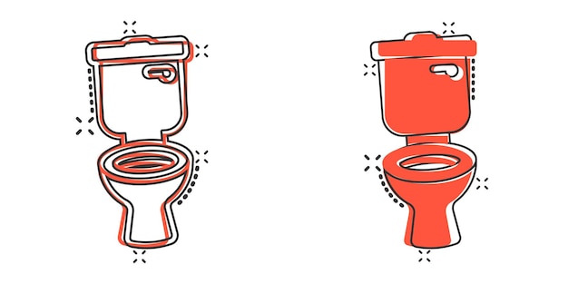 Vetor Ícone de vaso sanitário em estilo cômico ilustração em vetor desenho animado de higiene em fundo isolado wc banheiro respingo efeito sinal conceito de negócio
