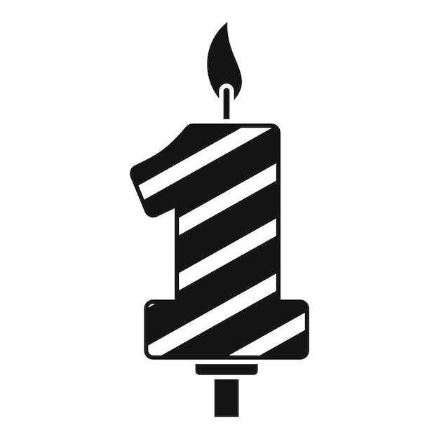Ícone de vela de aniversário do primeiro ano simples ilustração do ícone vetor de vela de aniversário do primeiro ano para web design isolado em fundo branco
