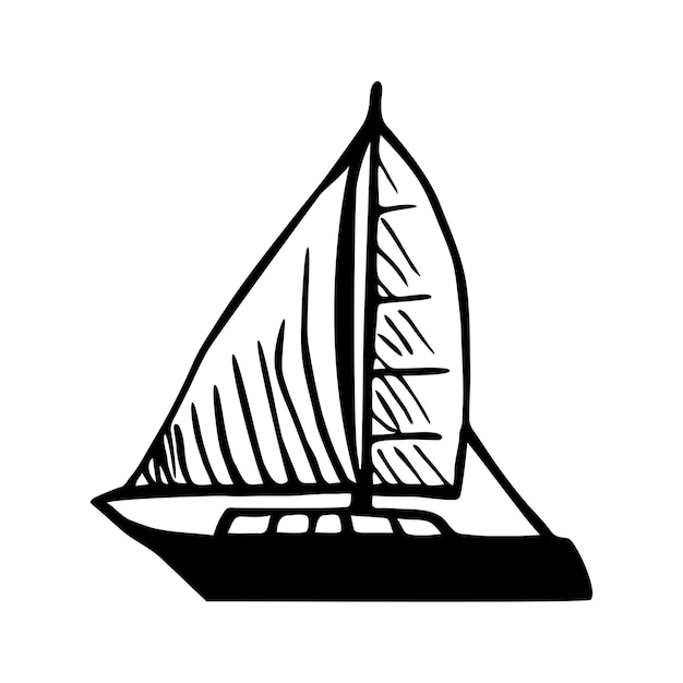 Ícone de veleiro logotipo vetorial de veleiro nave de madeira de cor preta
