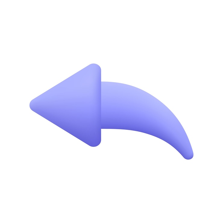 Vetor ícone de vetor 3d de seta curva girar ou compartilhar ícone de seta estilo minimalista de desenho animado