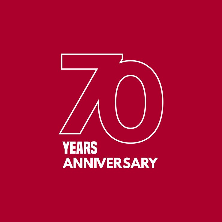 Ícone de vetor de aniversário de 70 anos, logotipo. Elemento de design gráfico com número e composição de texto para o 70º aniversário