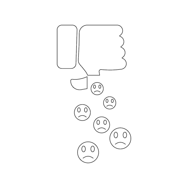 Ícone de vetor de arte de linha de emoticon de rosto emoji triste para aplicativos e sites que não gostam de emoji