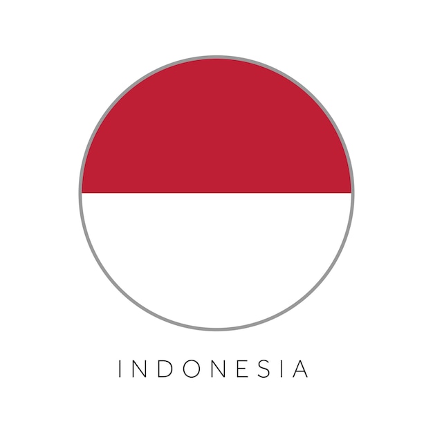 Ícone de vetor de círculo redondo de bandeira da indonésia