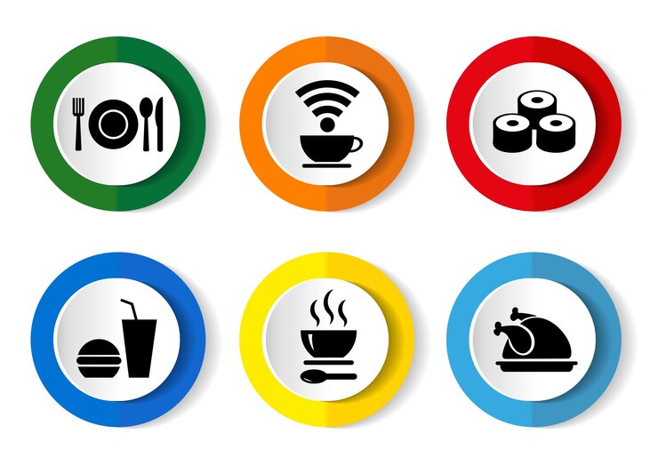 Vetor ícone de vetor de comida definir modelo de infográfico de design plano