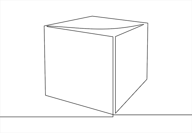 Ícone de vetor de cubo desenho de linha contínua