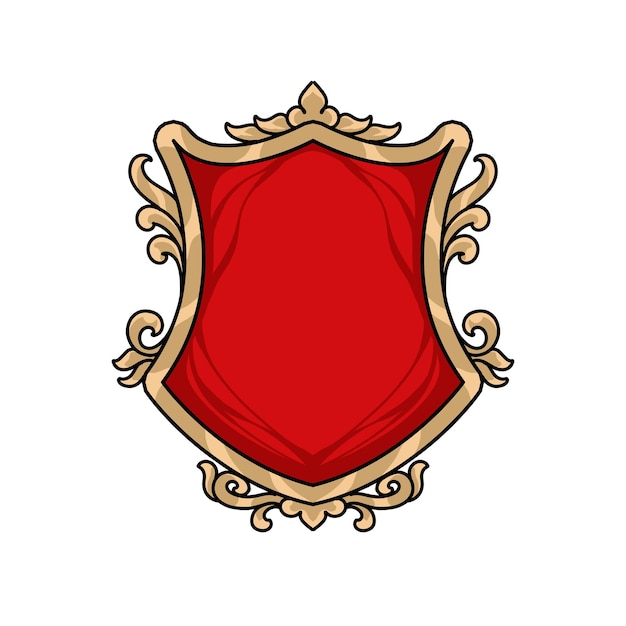 Ícone de vetor de escudo vermelho sobre um fundo branco