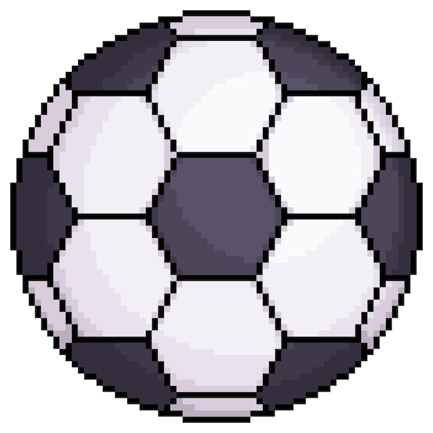 Ícone de vetor de futebol de bola de futebol de pixel art para jogo de 8 bits em fundo branco