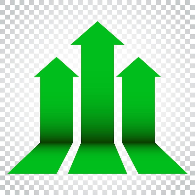 Ícone de vetor de gráfico crescente de flecha Ilustração de sinal de crescimento de flecha de progresso Conceito de negócio Pictograma plano simples em fundo isolado