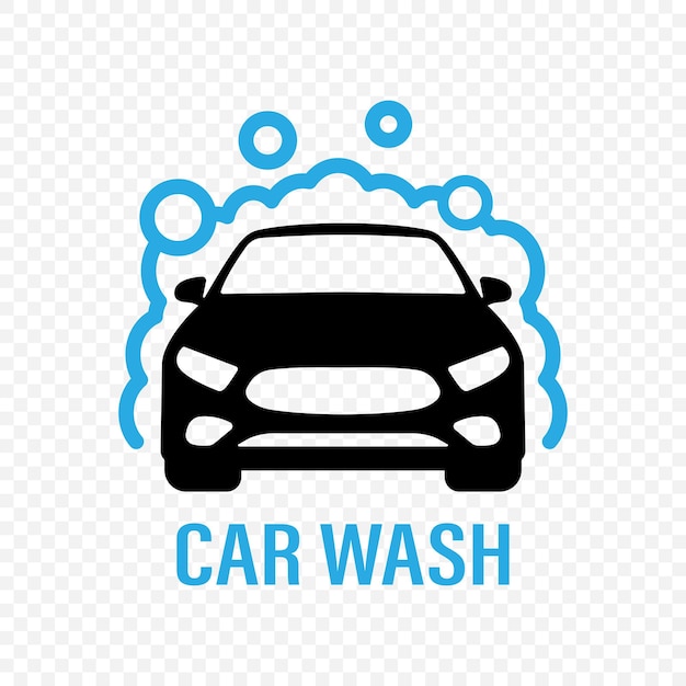 Ícone de vetor de lavagem de carro. carro com modelo de logotipo de símbolo de espuma e bolhas de sabão. vetor eps 10