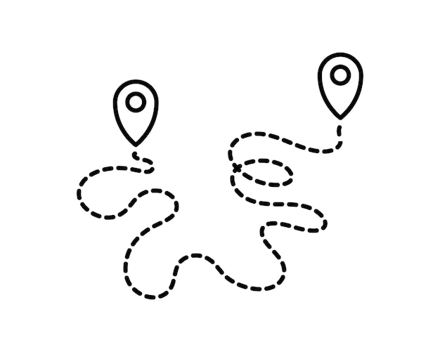 Ícone de vetor de localização de rota plana isolado no fundo branco conceito de ilustração simples de caminho ou estrada