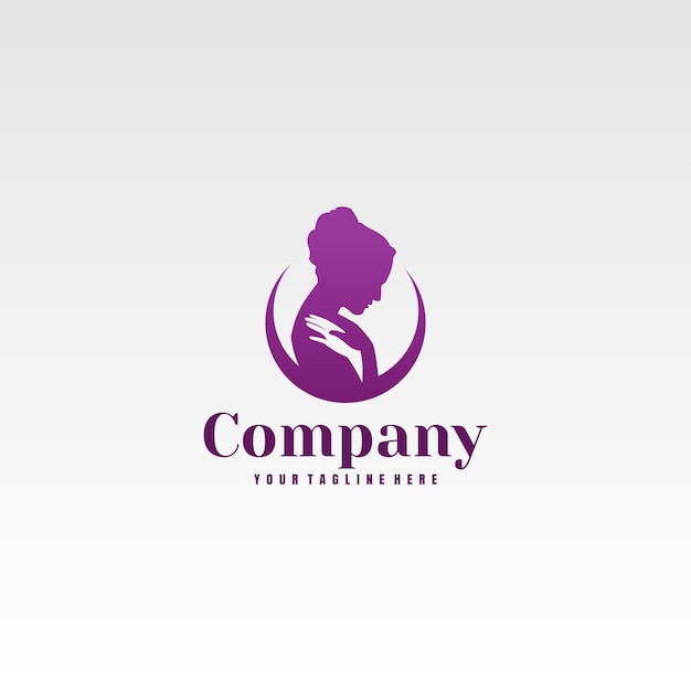 Ícone de vetor de logotipo de mulheres de beleza vetor premium