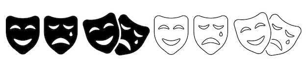 Ícone de vetor de máscaras ícone de máscaras em fundo branco máscara cômica e trágica vetor eps 10