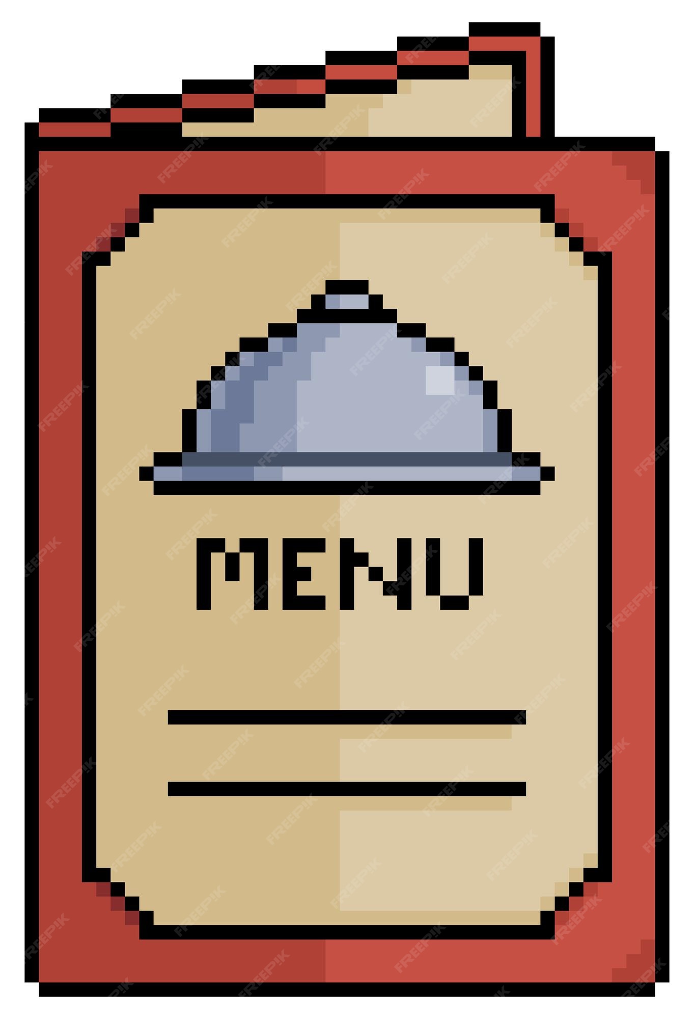 Placa de pixel art com bife, ovo frito e ícone vetorial de talheres para  jogo de 8 bits em fundo branco