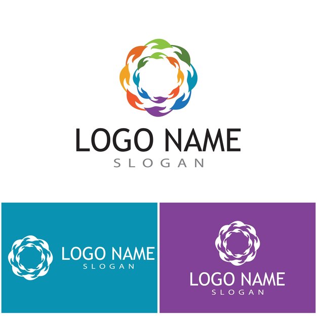 Ícone de vetor de modelo de logotipo de cuidados com as mãos negócios