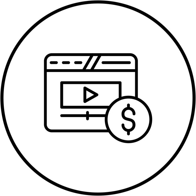 Vetor Ícone de vetor de monetização de vídeo pode ser usado para iconset de marketing na web