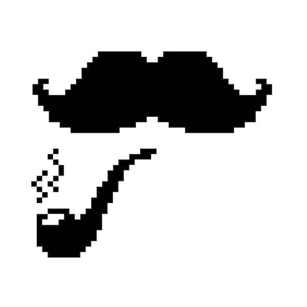 Ícone de vetor de pixel de bigode. ilustração vetorial