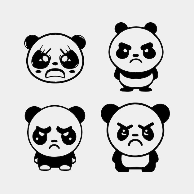 Ícone de vetor de rosto de panda bonito ou design de logotipo