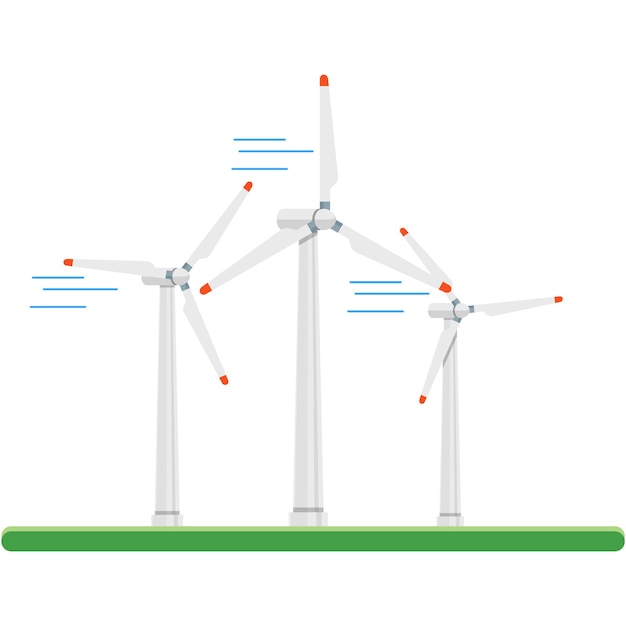 Ícone de vetor de turbina de energia eólica isolado no branco