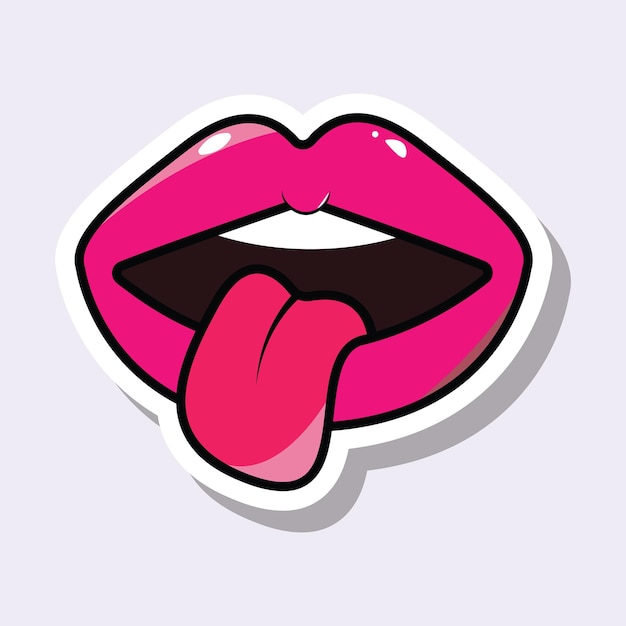 Ícone de vetor isolado de lábios femininos sexy rosa
