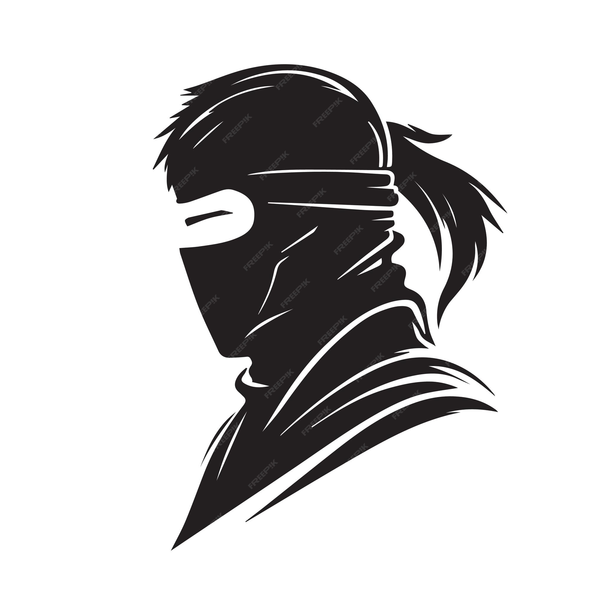 ilustração vetorial de guerreiro ninja de sombra em preto e branco 7721377  Vetor no Vecteezy