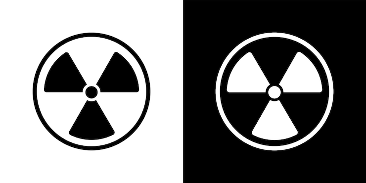 Vetor ícone de vetor nuclear de perigo de radiação sinais radioativos ilustração de vetor de perigo de alarme