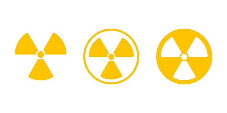 Vetor ícone de vetor nuclear de risco de radiação sinal radioativo ilustração em vetor perigo de alarme