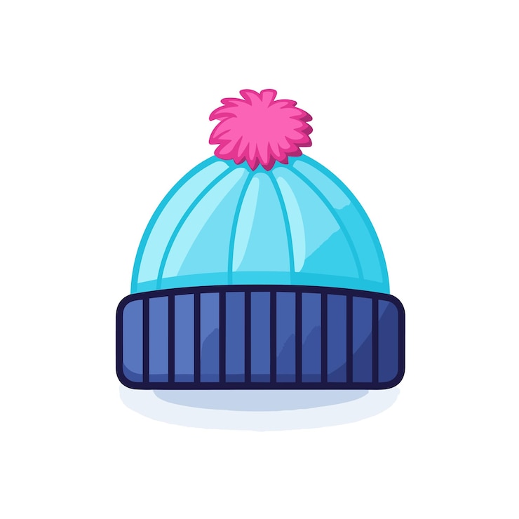 Vetor ícone de vetor plano um gorro azul com uma flor rosa no topo um acessório moderno e fofo para qualquer roupa