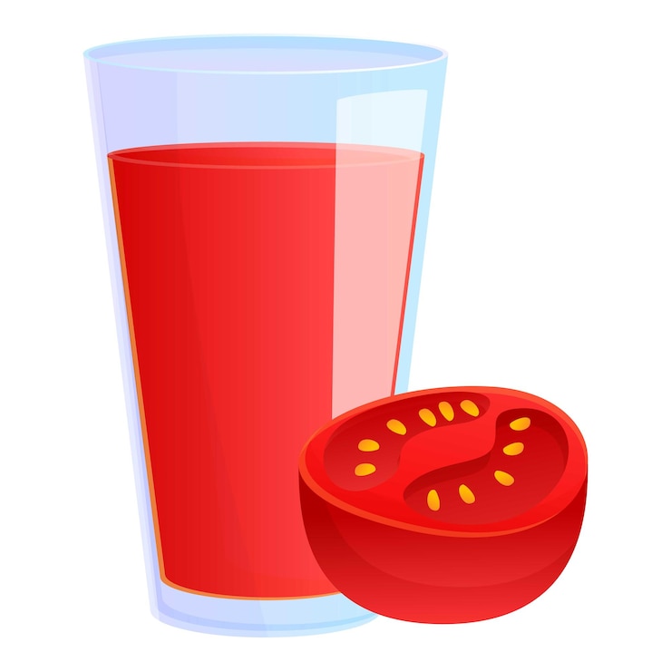 Vetor ícone de vidro de suco de tomate desenho animado de ícone vetor de vidro de suco de tomate para web design isolado em fundo branco