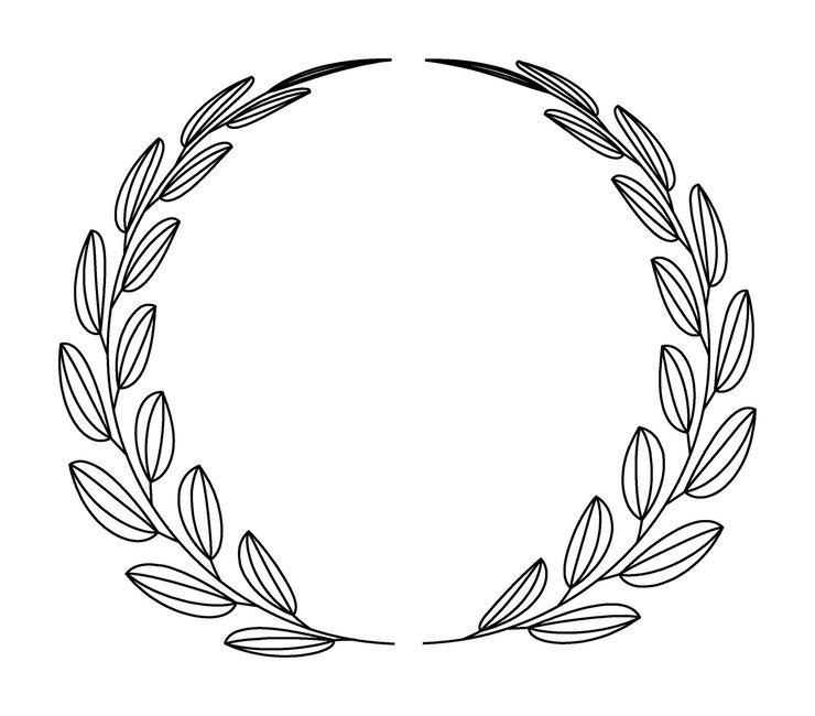 Vetor ícone de vitória de coroa de louro isolado em fundo transparente estroto editável folha em molduras circulares elemento de design vintage para medalhas prêmios brasão de armas logotipo de aniversário modelo de logotipo heráldico
