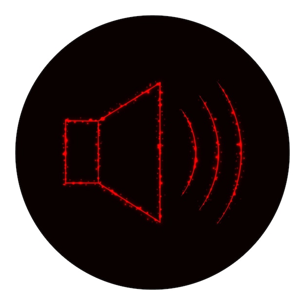 Ícone de volume do alto-falante de luzes vermelhas em fundo preto