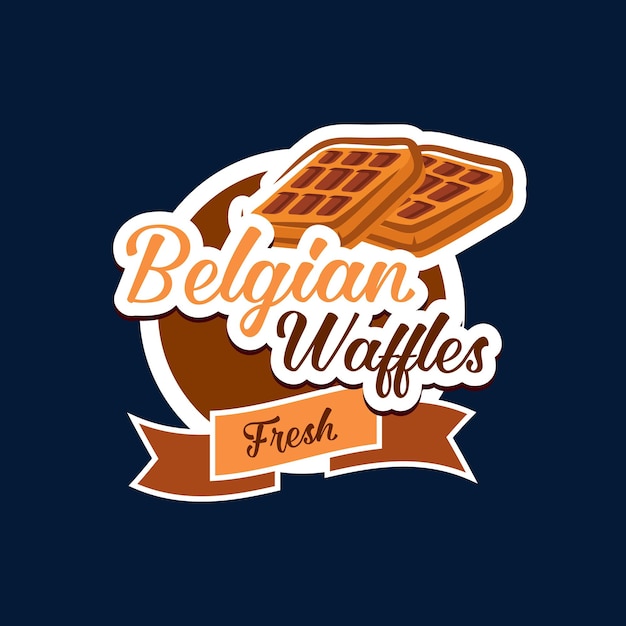 Ícone de waffles belgas, comida doce ou sobremesa de confeitaria