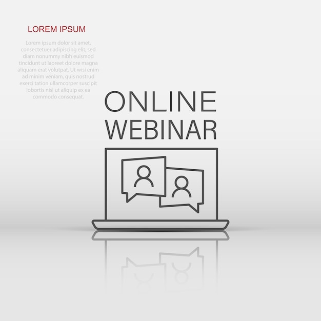 Ícone de webinar ao vivo em estilo plano ilustração vetorial de treinamento on-line em fundo isolado conceito de negócio de sinalização de fluxo de conferência