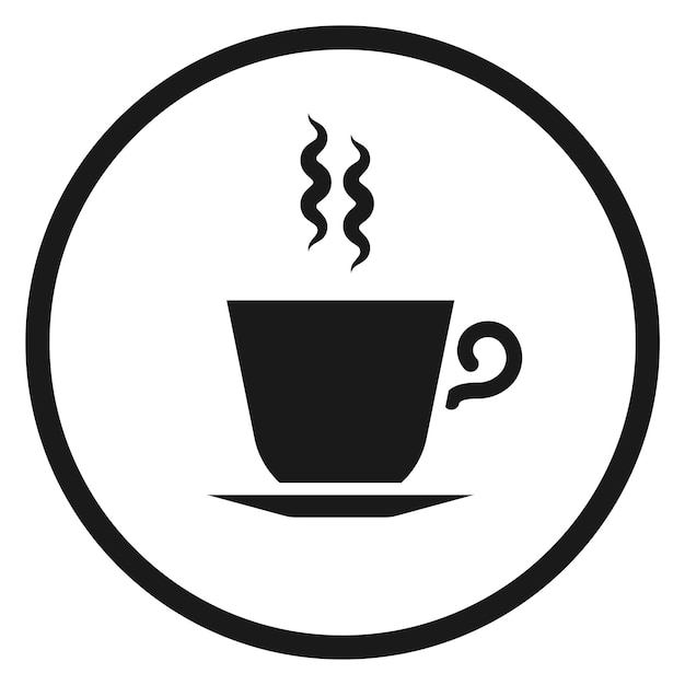 Ícone de xícara de café símbolo de bebida quente logotipo do café isolado no fundo branco