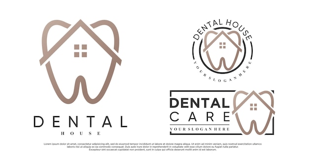 Ícone dental conjunto design de logotipo com elemento criativo vetor premium