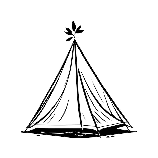 Vetor Ícone desenhado à mão cor preta símbolo do logotipo da tenda de acampamento perfeito
