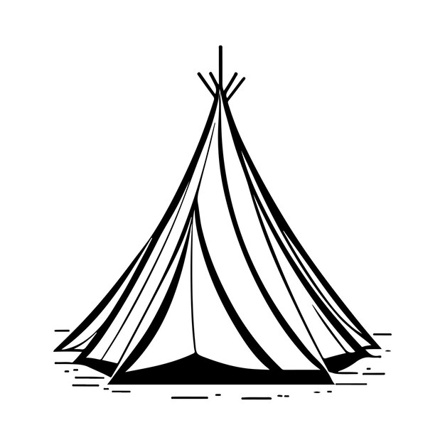 Vetor Ícone desenhado à mão cor preta símbolo do logotipo da tenda de acampamento perfeito