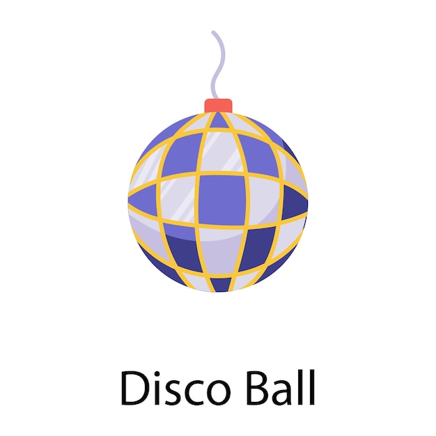 Ícone desenhado à mão de bola de discoteca em estilo simples