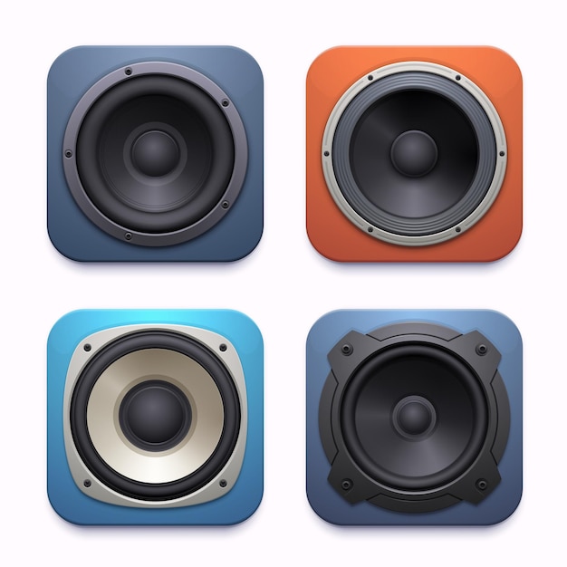Vetor Ícone do aplicativo de alto-falante de som, sistema reprodutor de áudio e música