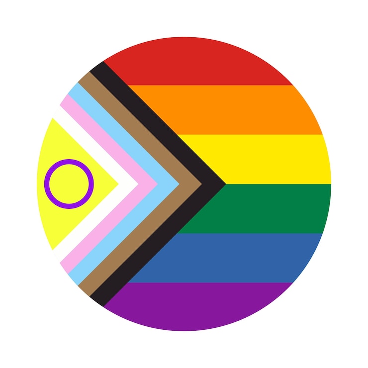 Vetor ícone do arco-íris do círculo com o novo símbolo da bandeira do orgulho do progresso da ilustração vetorial da comunidade lgbt