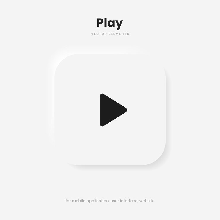 Vetor ícone do botão de reprodução 3d sinal de início reproduzir música ou elemento vetorial ao vivo de fluxo de som para aplicativo móvel ui ux.