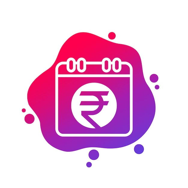 Ícone do calendário de pagamentos com rúpia indiana