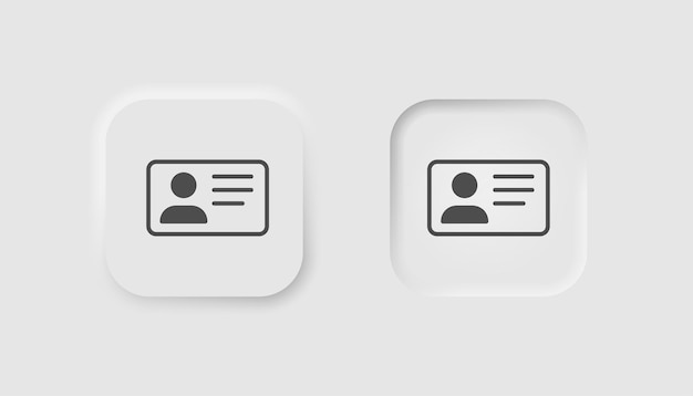 Ícone do cartão de identificação no estilo neumorfismo ícones para negócios branco ui ux perfil símbolo carteira de habilitação passe cartão cartão de membro estilo neumórfico ilustração em vetor